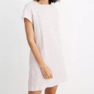 Madewell Stripe-Play Button-Back Dress in Lavender